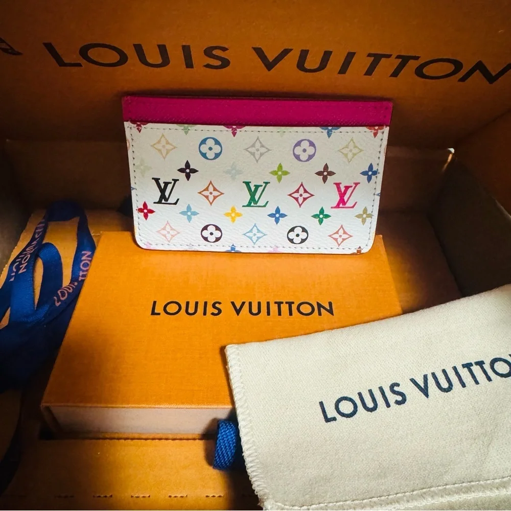 Louis Vuitton Murakami multicolor White and Pink Card Holder New in box